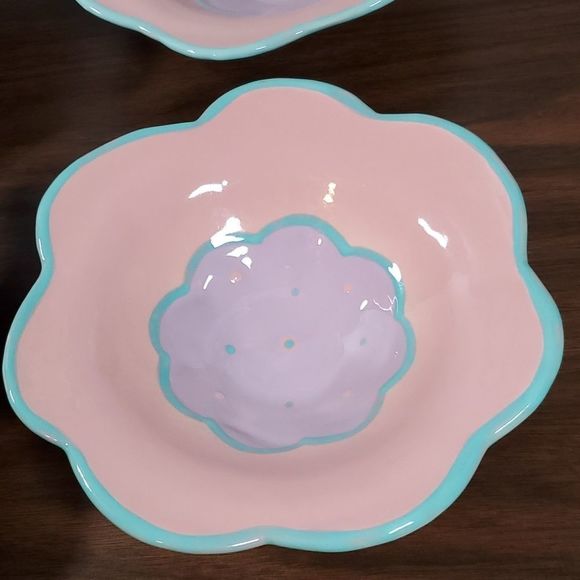 Cyclamen Julie Sanders Vintage Set of 4 Flower Bowls Signed 1987 Exc. Condition - Picture 2 of 10